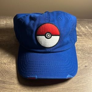 Nintendo Pokeman Pokeball Tattered Bill Adjustable Blue Baseball Cap Dad Hat